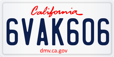 CA license plate 6VAK606