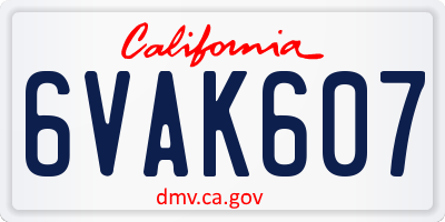 CA license plate 6VAK607