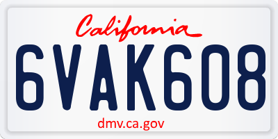 CA license plate 6VAK608