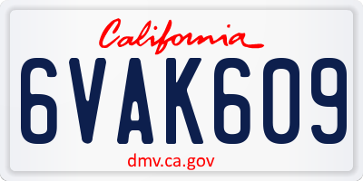 CA license plate 6VAK609