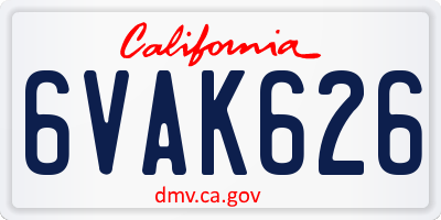 CA license plate 6VAK626