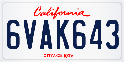 CA license plate 6VAK643