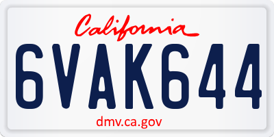 CA license plate 6VAK644