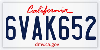 CA license plate 6VAK652