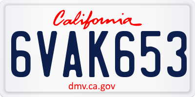 CA license plate 6VAK653