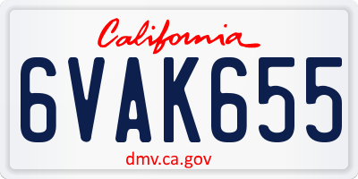 CA license plate 6VAK655