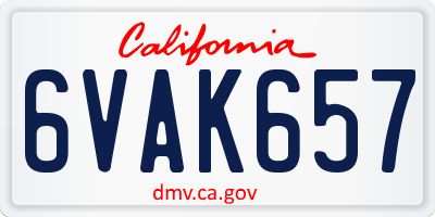 CA license plate 6VAK657