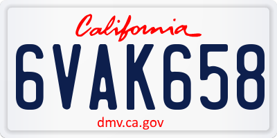 CA license plate 6VAK658