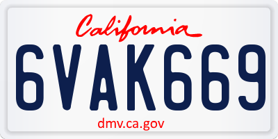 CA license plate 6VAK669