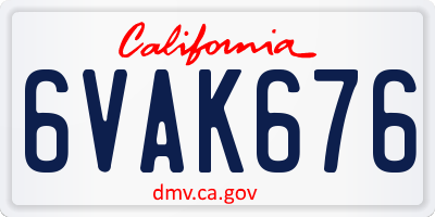 CA license plate 6VAK676
