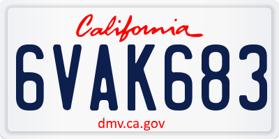 CA license plate 6VAK683