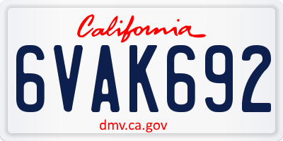 CA license plate 6VAK692