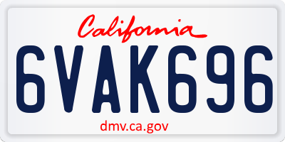 CA license plate 6VAK696
