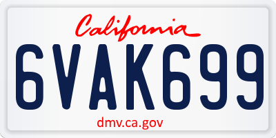 CA license plate 6VAK699