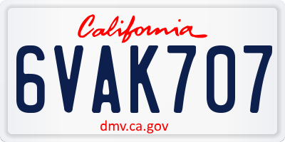 CA license plate 6VAK707