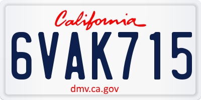CA license plate 6VAK715