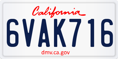 CA license plate 6VAK716