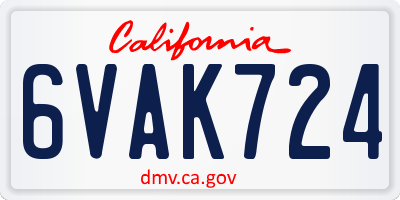CA license plate 6VAK724