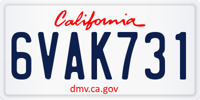 CA license plate 6VAK731