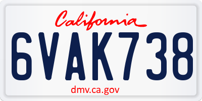 CA license plate 6VAK738