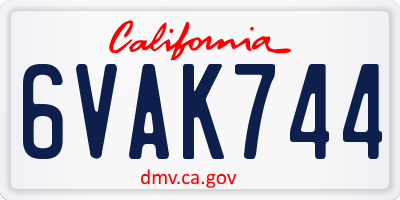 CA license plate 6VAK744