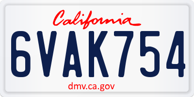 CA license plate 6VAK754