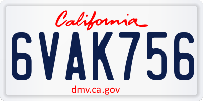 CA license plate 6VAK756