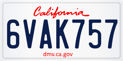 CA license plate 6VAK757