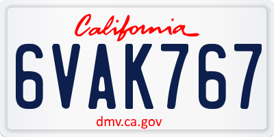 CA license plate 6VAK767