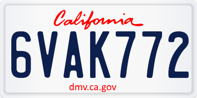 CA license plate 6VAK772