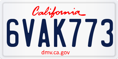 CA license plate 6VAK773