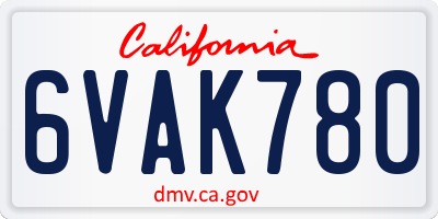CA license plate 6VAK780