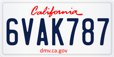 CA license plate 6VAK787