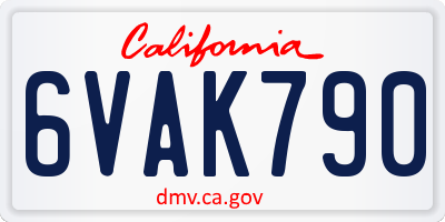CA license plate 6VAK790