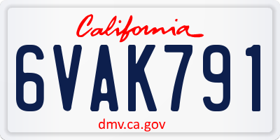 CA license plate 6VAK791