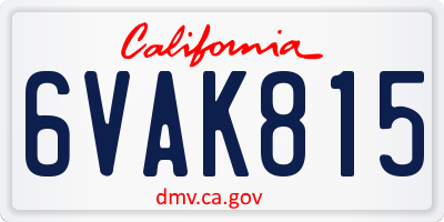 CA license plate 6VAK815