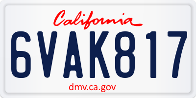 CA license plate 6VAK817