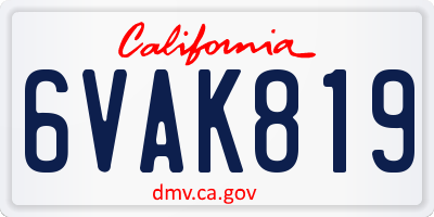 CA license plate 6VAK819