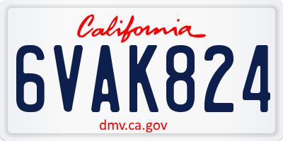 CA license plate 6VAK824
