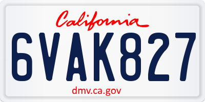 CA license plate 6VAK827