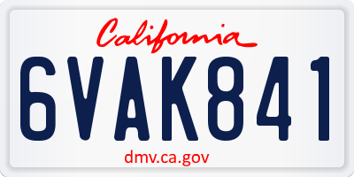 CA license plate 6VAK841