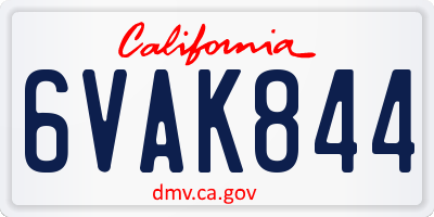 CA license plate 6VAK844