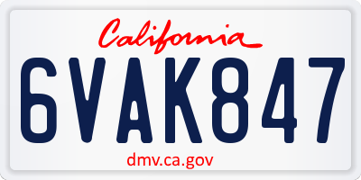 CA license plate 6VAK847