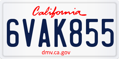 CA license plate 6VAK855