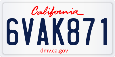 CA license plate 6VAK871