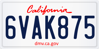 CA license plate 6VAK875
