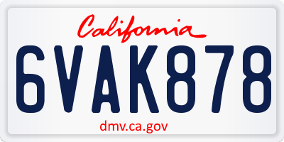 CA license plate 6VAK878