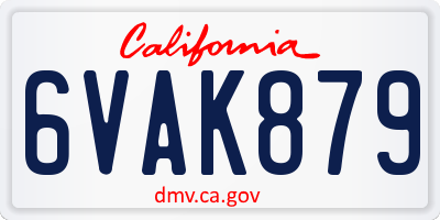 CA license plate 6VAK879