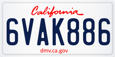 CA license plate 6VAK886