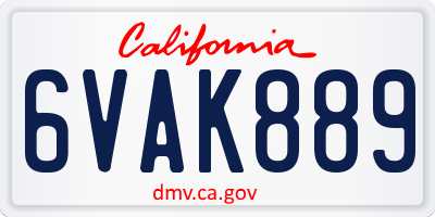 CA license plate 6VAK889
